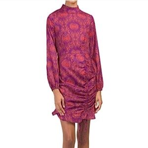 Morrisday The Label- NWT Blue & Red Snakeskin Print  Longsleeve Mini Dress